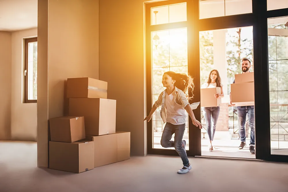 young family moving into new home